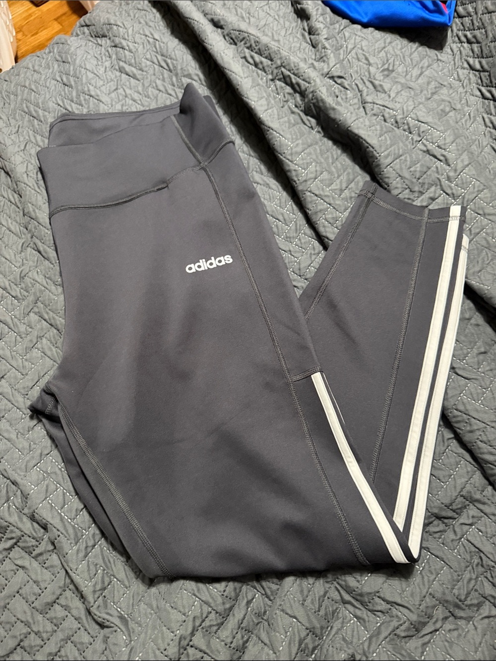 Adidas Women’s Black Leggings with White Side Stripes